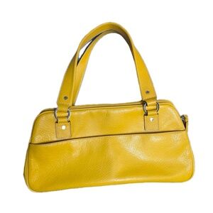 kate spade yellow shoulder bag with black and white stripe lining